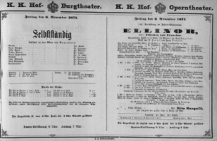 Theaterzettel (Oper und Burgtheater in Wien) 18741106 Seite: 1