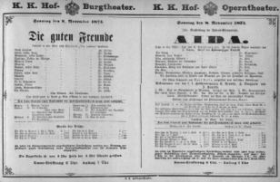 Theaterzettel (Oper und Burgtheater in Wien) 18741108 Seite: 1