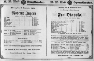 Theaterzettel (Oper und Burgtheater in Wien) 18741109 Seite: 1