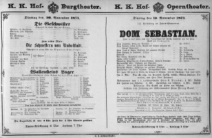 Theaterzettel (Oper und Burgtheater in Wien) 18741110 Seite: 1