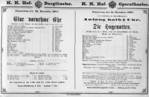 Theaterzettel (Oper und Burgtheater in Wien) 18741112 Seite: 1