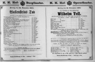 Theaterzettel (Oper und Burgtheater in Wien) 18741113 Seite: 1