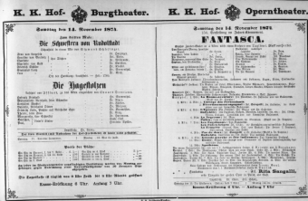 Theaterzettel (Oper und Burgtheater in Wien) 18741114 Seite: 1