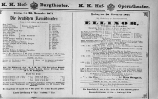 Theaterzettel (Oper und Burgtheater in Wien) 18741120 Seite: 1