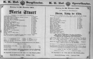 Theaterzettel (Oper und Burgtheater in Wien) 18741122 Seite: 1