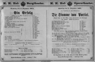 Theaterzettel (Oper und Burgtheater in Wien) 18741205 Seite: 1