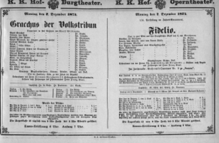 Theaterzettel (Oper und Burgtheater in Wien) 18741207 Seite: 1