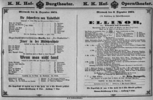 Theaterzettel (Oper und Burgtheater in Wien) 18741209 Seite: 1