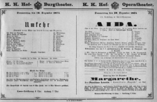 Theaterzettel (Oper und Burgtheater in Wien) 18741210 Seite: 1