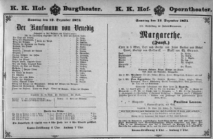 Theaterzettel (Oper und Burgtheater in Wien) 18741212 Seite: 1