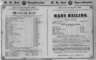 Theaterzettel (Oper und Burgtheater in Wien) 18741225 Seite: 1