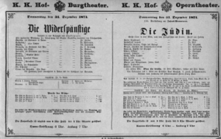 Theaterzettel (Oper und Burgtheater in Wien) 18741231 Seite: 1