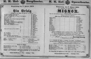 Theaterzettel (Oper und Burgtheater in Wien) 18750107 Seite: 1