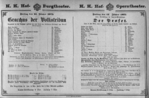Theaterzettel (Oper und Burgtheater in Wien) 18750115 Seite: 1