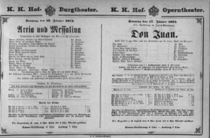 Theaterzettel (Oper und Burgtheater in Wien) 18750117 Seite: 1