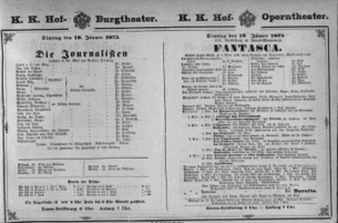Theaterzettel (Oper und Burgtheater in Wien) 18750119 Seite: 1