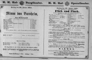 Theaterzettel (Oper und Burgtheater in Wien) 18750122 Seite: 1