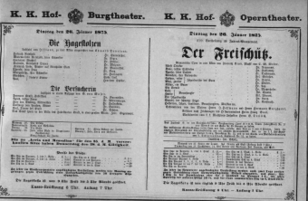 Theaterzettel (Oper und Burgtheater in Wien) 18750126 Seite: 1