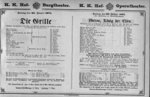 Theaterzettel (Oper und Burgtheater in Wien) 18750129 Seite: 1