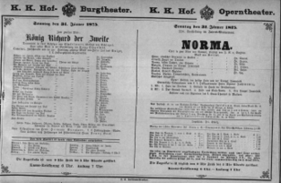 Theaterzettel (Oper und Burgtheater in Wien) 18750131 Seite: 1