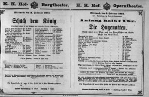 Theaterzettel (Oper und Burgtheater in Wien) 18750203 Seite: 1