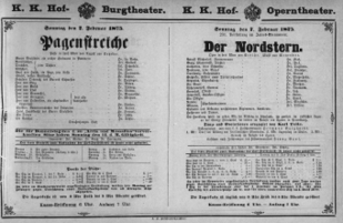 Theaterzettel (Oper und Burgtheater in Wien) 18750207 Seite: 1