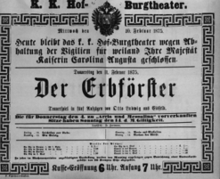 Theaterzettel (Oper und Burgtheater in Wien) 18750210 Seite: 1