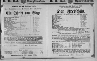 Theaterzettel (Oper und Burgtheater in Wien) 18750213 Seite: 1