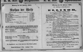 Theaterzettel (Oper und Burgtheater in Wien) 18750215 Seite: 1