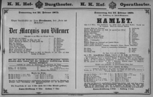 Theaterzettel (Oper und Burgtheater in Wien) 18750225 Seite: 1