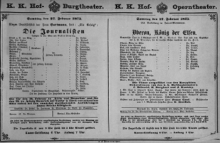 Theaterzettel (Oper und Burgtheater in Wien) 18750227 Seite: 1