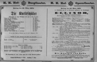 Theaterzettel (Oper und Burgtheater in Wien) 18750312 Seite: 1