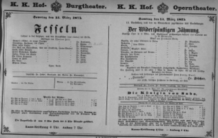 Theaterzettel (Oper und Burgtheater in Wien) 18750313 Seite: 1