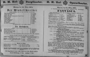 Theaterzettel (Oper und Burgtheater in Wien) 18750315 Seite: 1