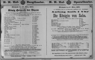 Theaterzettel (Oper und Burgtheater in Wien) 18750317 Seite: 1
