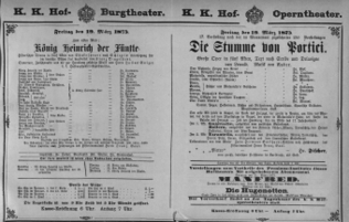 Theaterzettel (Oper und Burgtheater in Wien) 18750319 Seite: 1