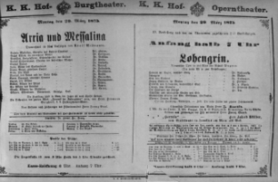 Theaterzettel (Oper und Burgtheater in Wien) 18750329 Seite: 1