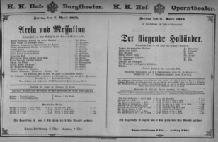 Theaterzettel (Oper und Burgtheater in Wien) 18750402 Seite: 1