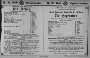 Theaterzettel (Oper und Burgtheater in Wien) 18750407 Seite: 1