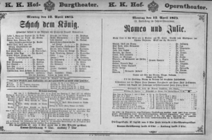 Theaterzettel (Oper und Burgtheater in Wien) 18750412 Seite: 1
