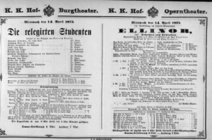 Theaterzettel (Oper und Burgtheater in Wien) 18750414 Seite: 1
