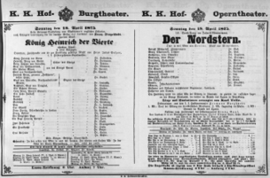 Theaterzettel (Oper und Burgtheater in Wien) 18750418 Seite: 1