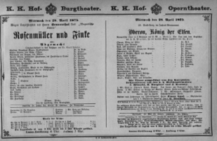Theaterzettel (Oper und Burgtheater in Wien) 18750428 Seite: 1