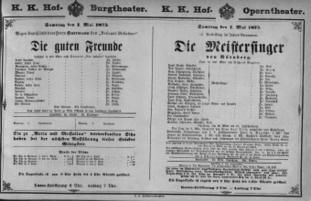 Theaterzettel (Oper und Burgtheater in Wien) 18750501 Seite: 1