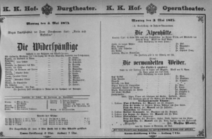Theaterzettel (Oper und Burgtheater in Wien) 18750503 Seite: 1