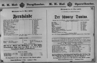 Theaterzettel (Oper und Burgtheater in Wien) 18750505 Seite: 1