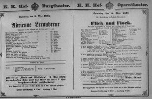 Theaterzettel (Oper und Burgtheater in Wien) 18750508 Seite: 1