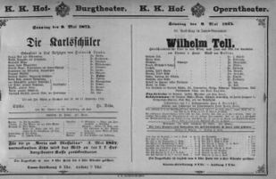 Theaterzettel (Oper und Burgtheater in Wien) 18750509 Seite: 1