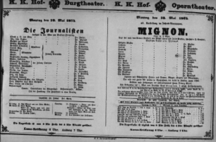 Theaterzettel (Oper und Burgtheater in Wien) 18750510 Seite: 1