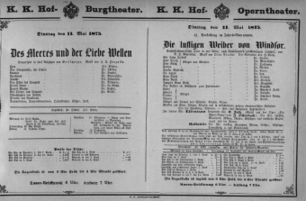 Theaterzettel (Oper und Burgtheater in Wien) 18750511 Seite: 1